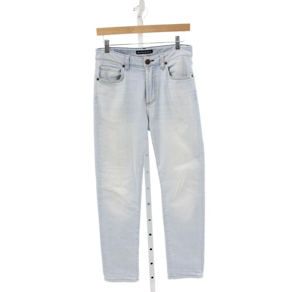Monfrere Mens Straight Jeans Blue Cotton Button Fly Size 30